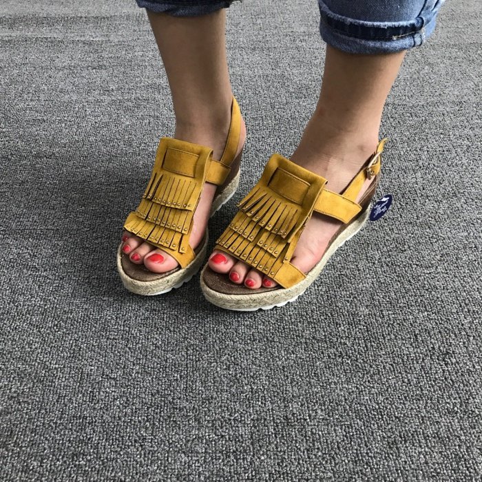 New Women Fashion Fringed Wedge Sandals Tassel Artificial Leather Summer Shoes