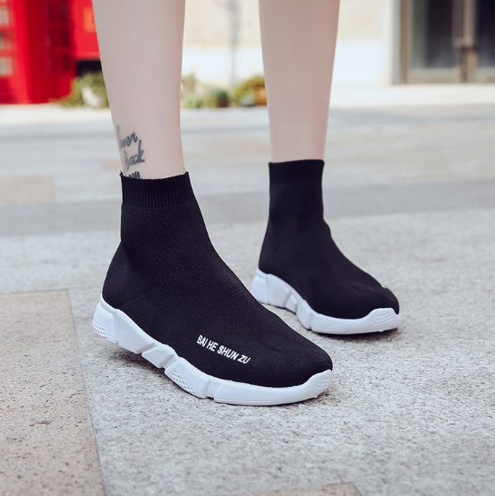 Black Socks Shoes Spring/Fall Athletic Flat Heel Elastic Cloth Shoes