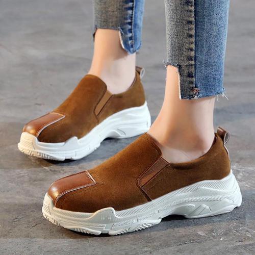 Women Round Toe Sneakers Casual Comfort Slip On Shoes