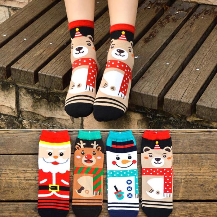 Christmas Socks 1pc Warm Santa Snowman Elk Bear Pattern Cute Ladies Socks