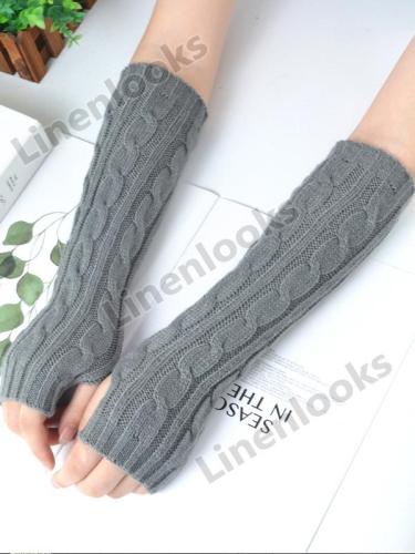 Women Girls Arm Gloves Long Half Knitted Arm Sleeves
