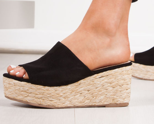 Women Slip-On Peep Toe Espadrilles Wedge Heel Plus Size Sandals