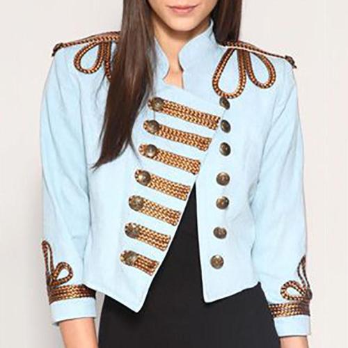 Fashion Stand Collar Double-Breasted Short Blazer