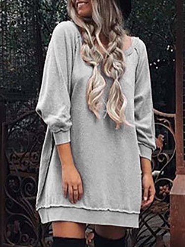 Shift Cowl Neck Casual Solid Fall Dress