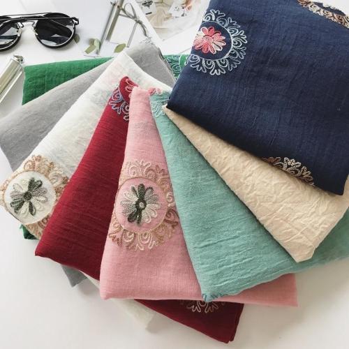Embroidered Cotton Linen Scarf For Warmth And Comfort In Winter