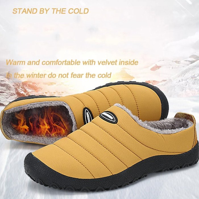 Indoor Outdoor Slippers Fur Lined Winter Waterproof Clog House Shoes