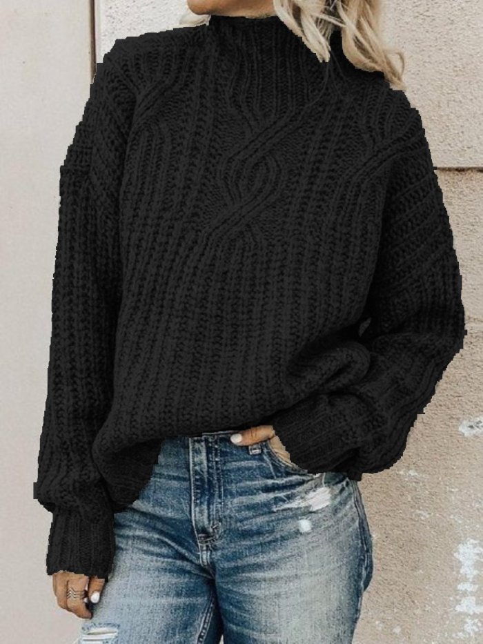 Casual Plus Size Turtleneck Sweater Pullover