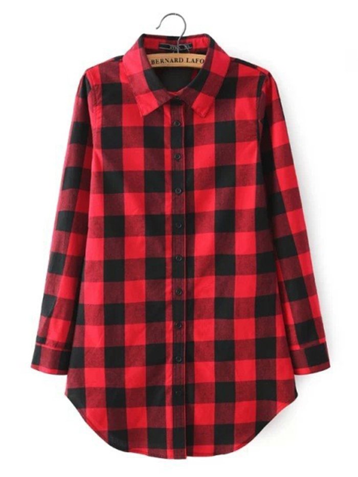 Checked Plus Size Winter Spring/Fall Shirts