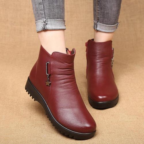 Fleece-lined Zipper Boots Women Slip-On Ankle Shoes