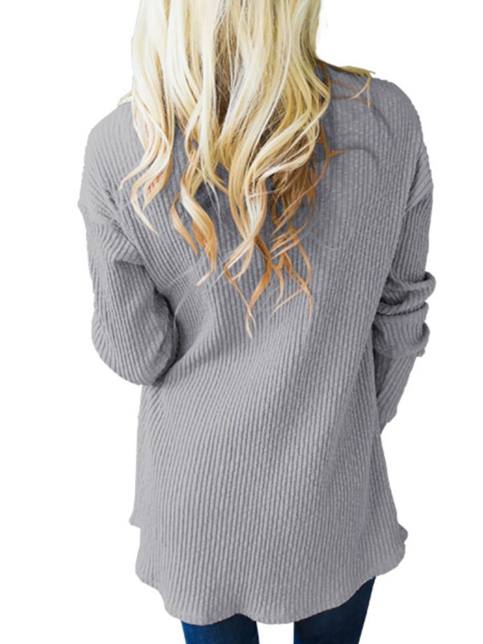 Khaki Casual Solid Knitted Sweater