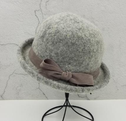 Retro Bow Solid Color Plush Wool Felt Hat