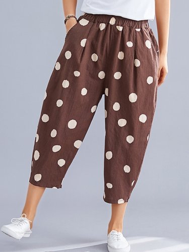 Women Polka Dots Casual Pants