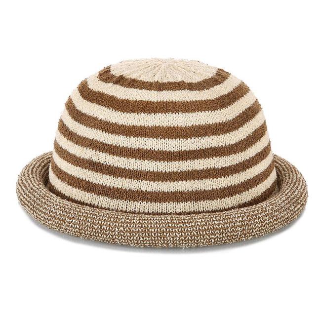 Women's New Knitted Cotton Hemp Roll Edge Dome Wool Korean Version of The Small Hat.