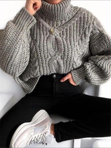 Fashion Women's Solid Color Turtleneck Sweater