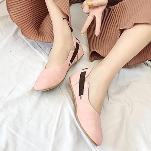Women Flats Round Toe Casual Comfort Slip On Buckle Shoes