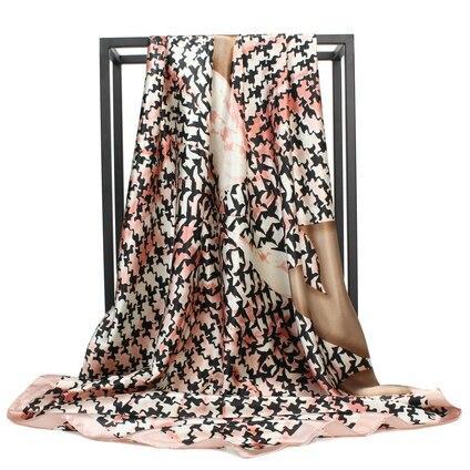 Fashion Women Square Scarf Hijab Silky Satin Shawl Scarfs 90x90cm