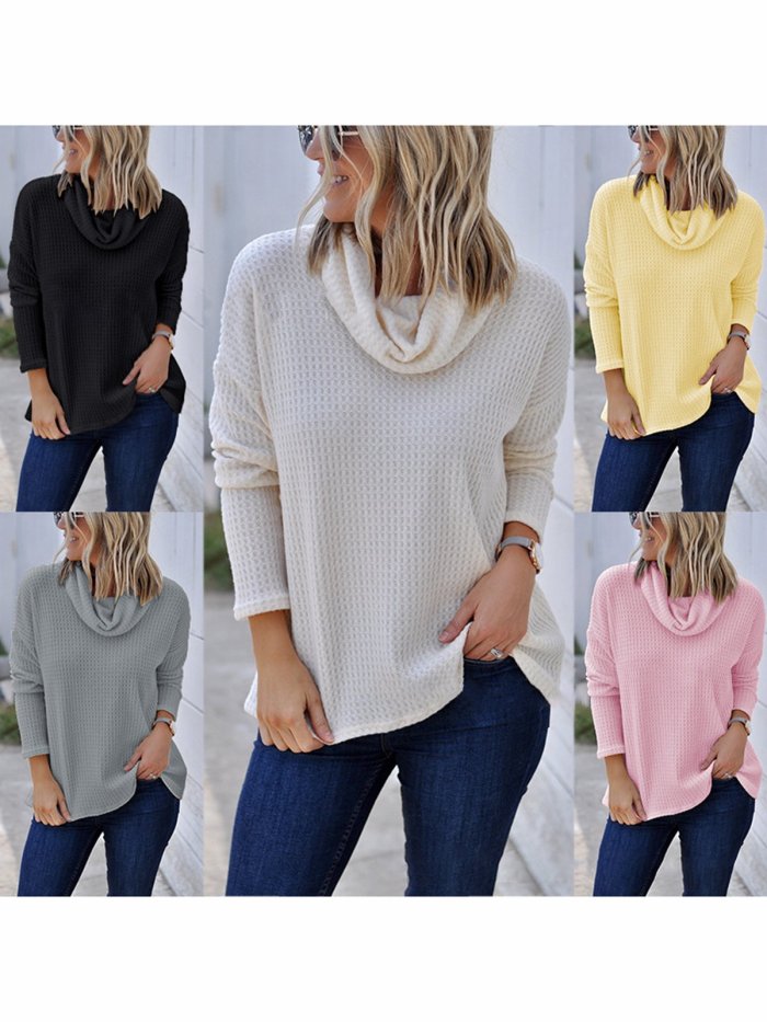 Cowl Neck Casual Long Sleeve T-Shirts