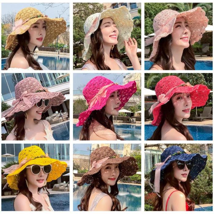Straw Hat Female Summer Beach Hat Folding Sun Hat