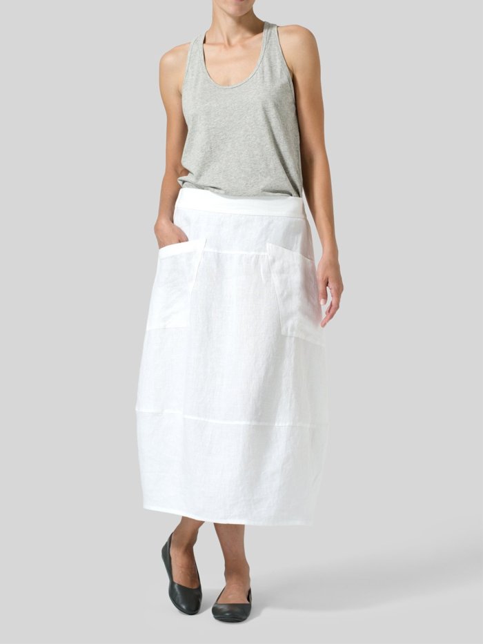 Solid Casual Linen Skirts