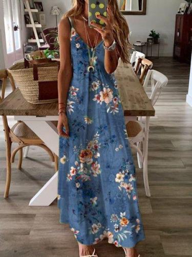 Floral-Printed Maxi Holiday Dress