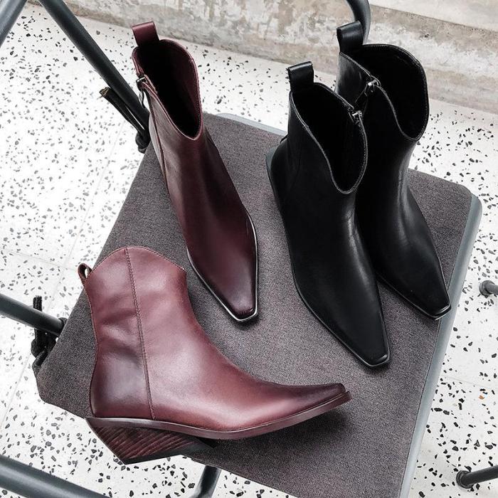 Cowhide Leather Date Boots