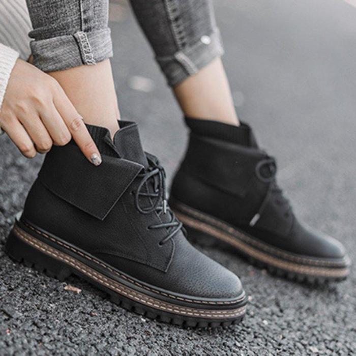 Women Street Style Martin Boots Casual Lace Up Boots