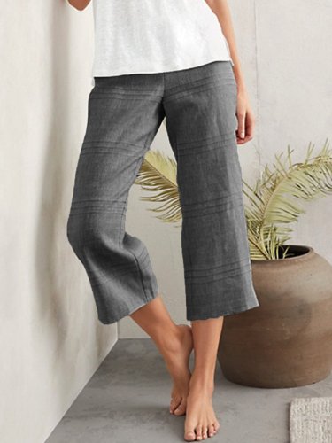 Plain Cotton-Blend Pants