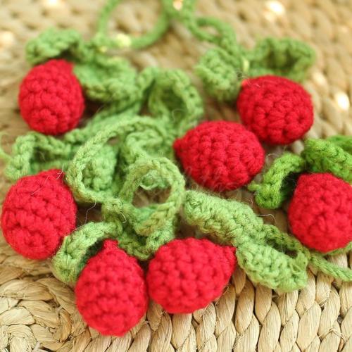 Hand Crocheted Strawberry Wool Ornaments