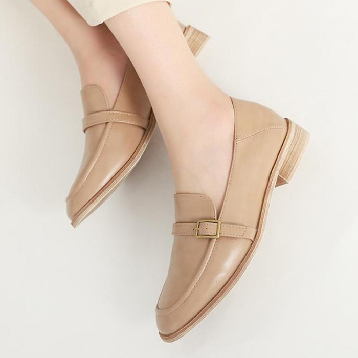 Casual PU Square Toe Low Heel Loafers