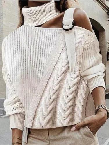 Knitted One Shoulder Sweater Plus Size Pullovers Jumpers