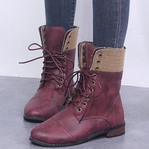 Womens Lace Up Mid-Calf Winter Boots