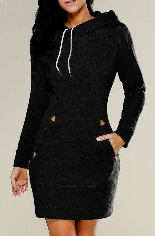 Plus Size Long Sleeve Plain Pockets Casual Solid Hoodies
