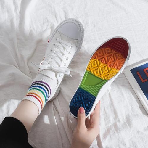 Korean Version Of Rainbow Canvas Shoes