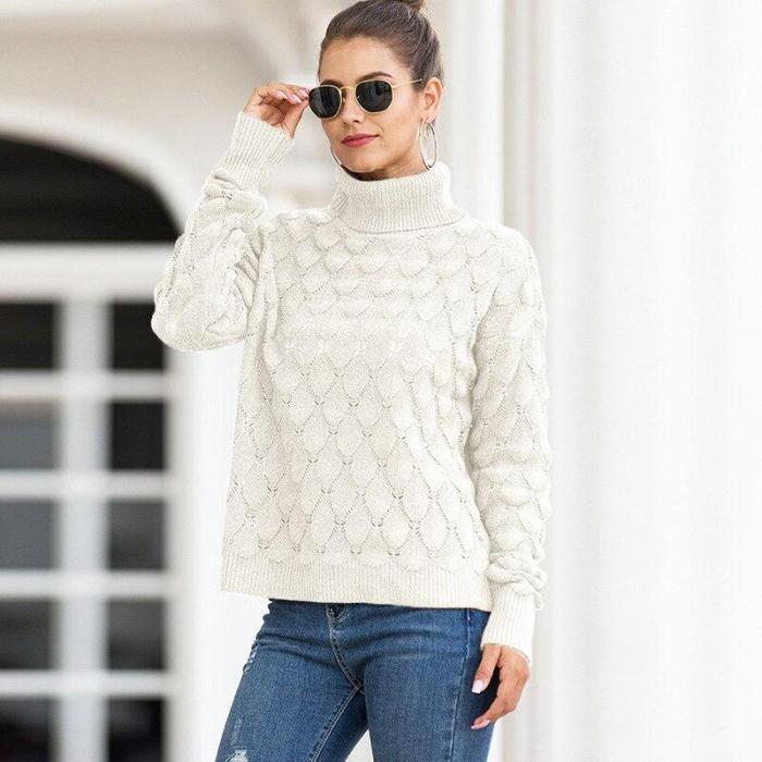 2020 New Style for Autumn and Winter Women's Knitwear Turtleneck Pullover Scales Sweater winter clothes women  sweater