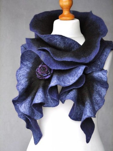 Blue Casual Cotton-Blend Ombre/tie-Dye Scarves & Shawls