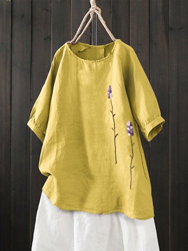 Women's Half Sleeve Cotton-Blend Casual T-shirts