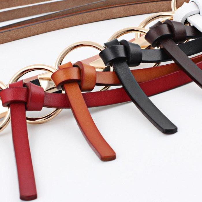 Women Casual Plain Split Leather Belt