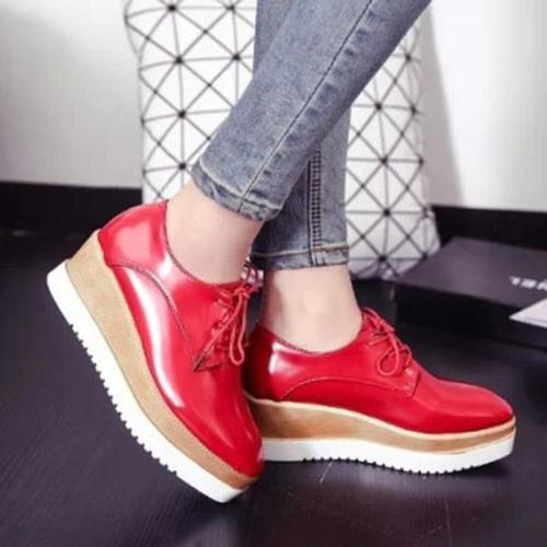 Women Creepers Loafers Casual Comfort Lace Up Shoes
