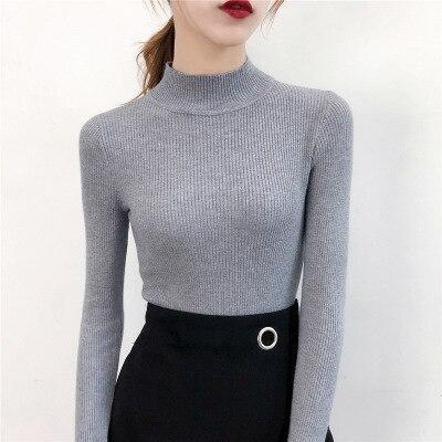 Turtleneck Pullover Chic Long Sleeve Warm Knitted Sweater