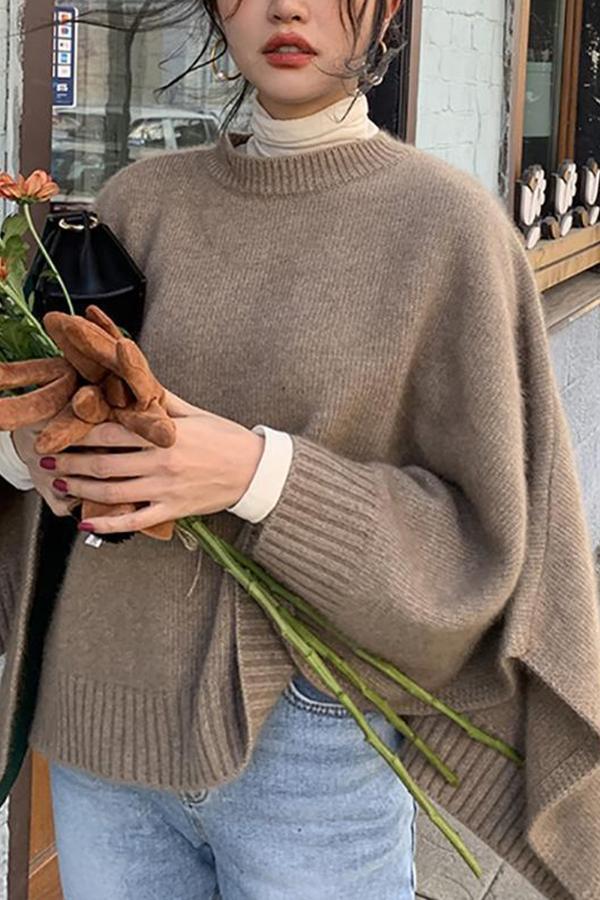 sweet retro chic loose embroidery long sleeve knitting sweater