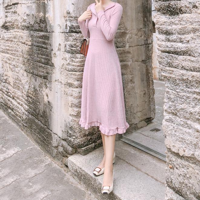 Casual Show Thin   Knitted Sweater Maxi Dress