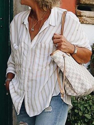 Plus size Casual Striped Shirts & Tops
