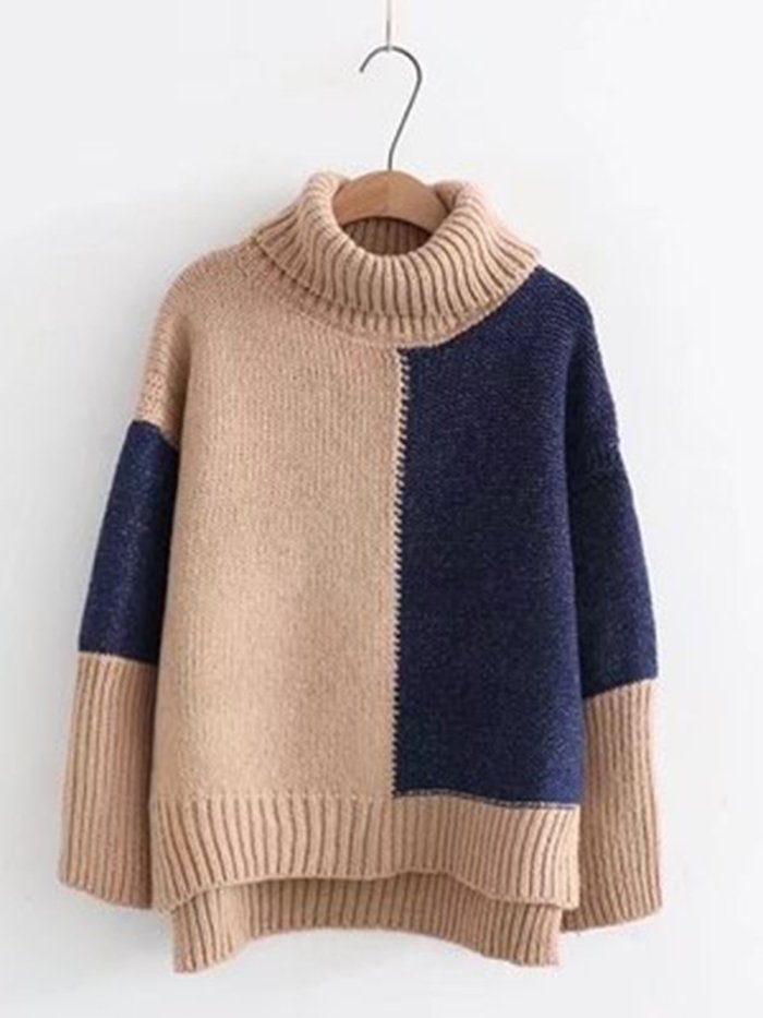 Turtle Neck Knitted Casual Sweater