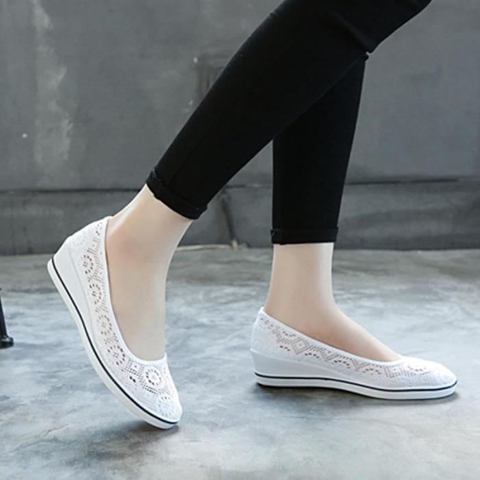 Women Flats Low Wedge Casual Comfort Slip On Shoes