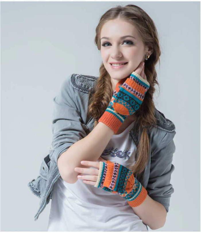 Gloves Women Fingerless Winter Knit Mitten