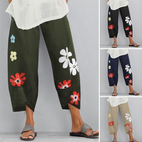 Casual Elastic Waist Long Pantalon Women's Harem Pants Print Trousers