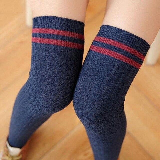 Cute Cotton Long High Overknee Striped Stockings