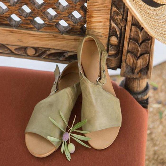 Women Artificial Leather Plus Size Summer Sandals