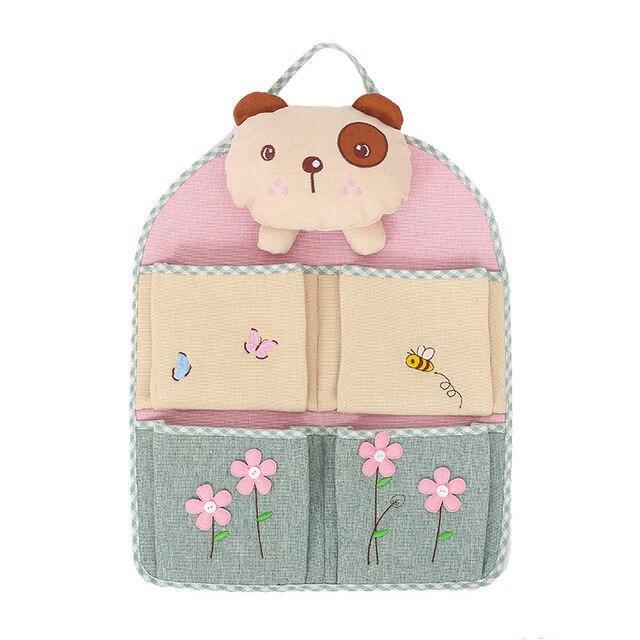 Cotton Linen Hanging Bag For Door Storage Pocket Sundries Wall Keys Holder Pouch Toy Organizer