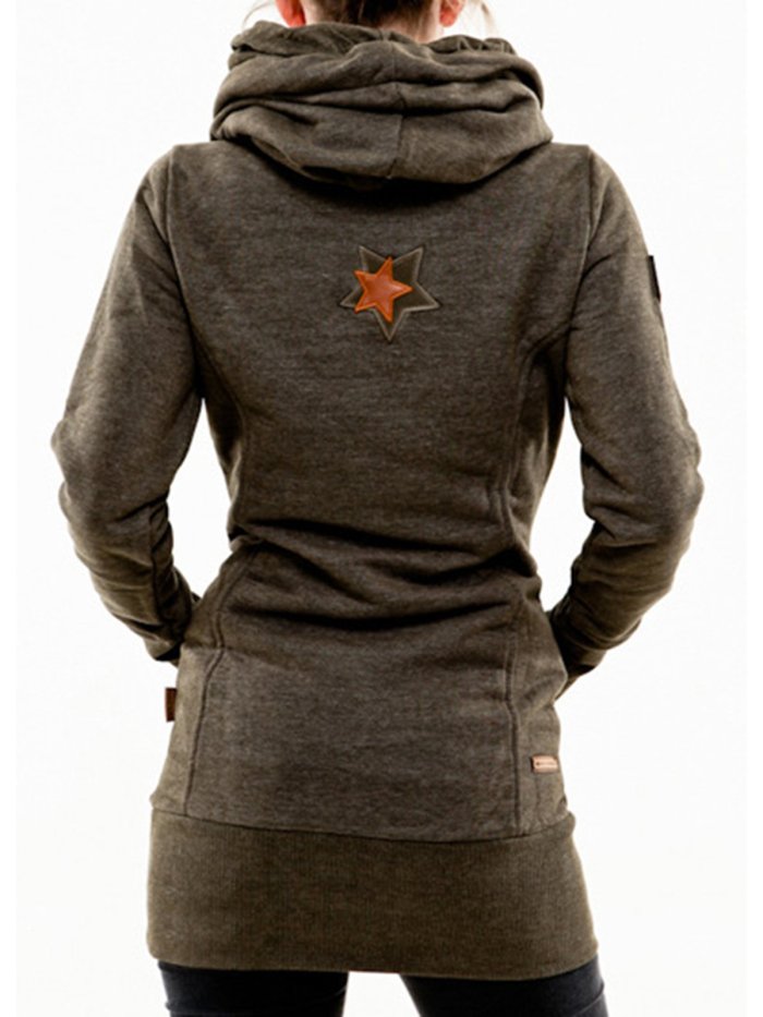 Women Cowl Neck Hoodie Cotton-blend Simple Long Sleeve sweatshirt